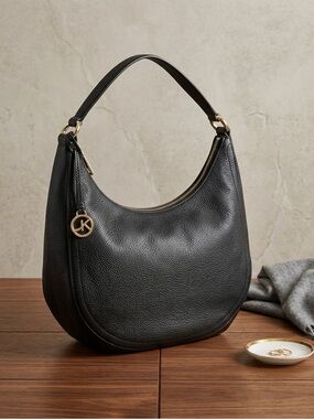 Michael Kors Black Pebbled Leather Shoulder Hobo